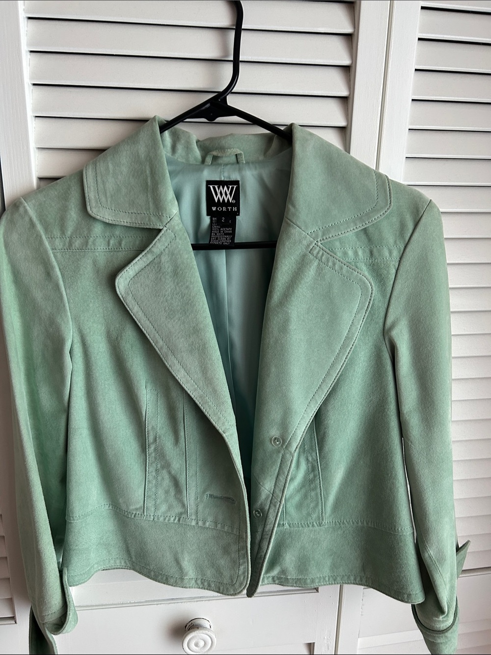 Worth Mint Green Suede Jacket